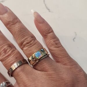 Melinda Maria Gold Blue Opal Ring Sz 5